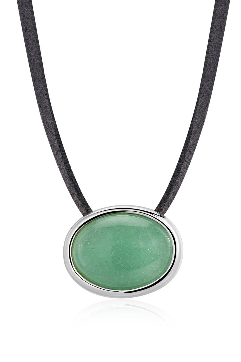 Sunset Stone Pendant Cord Necklace, Main, color, SILVER