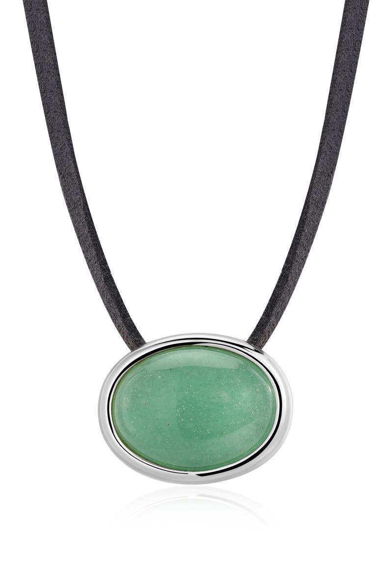 Luv AJ Sunset Stone Pendant Cord Necklace, Main, color, Silver