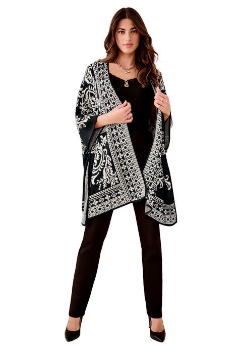 Geometric Jacquard Poncho