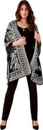 Roaman's Geometric Jacquard Poncho