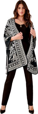 Roaman's Geometric Jacquard Poncho