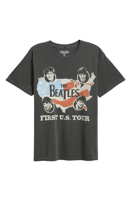 Junk Food Beatles First Us Tour Cotton Graphic T-shirt In Vintage Black