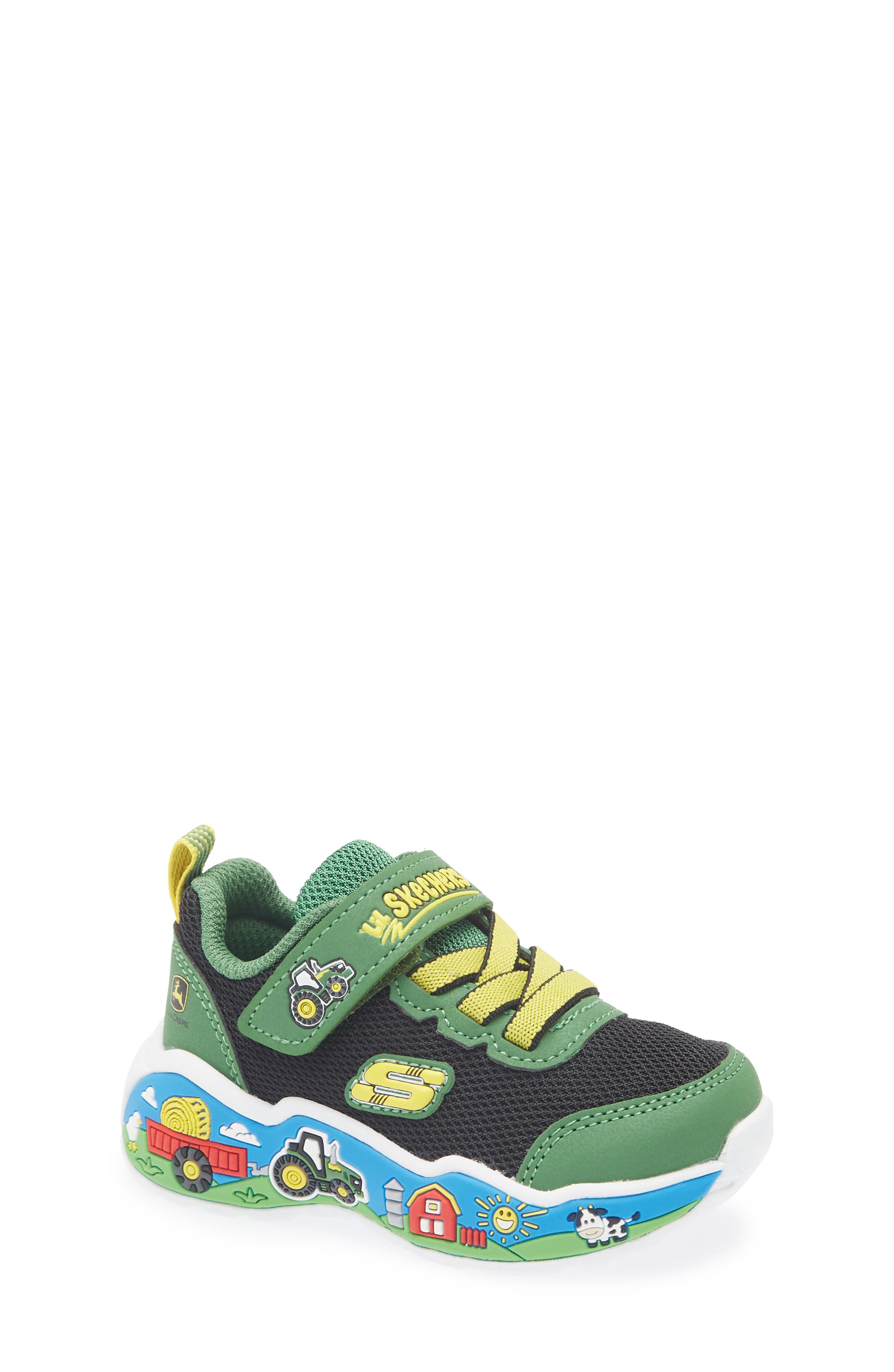 SKECHERS x John Deere Kids' Play Scene Sneaker in Green/Black 