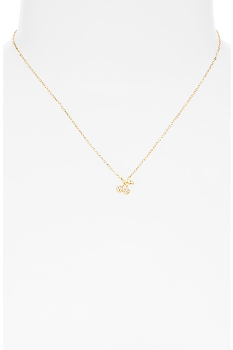 Pav Cherry Pendant Necklace, Alternate, color, GOLD