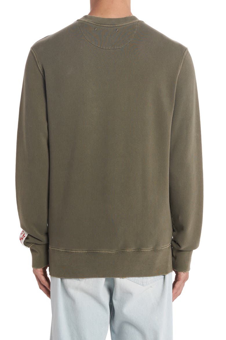 Distressed Logo Graphic Sweatshirt, Alternate, color, DUSTY OLIVE