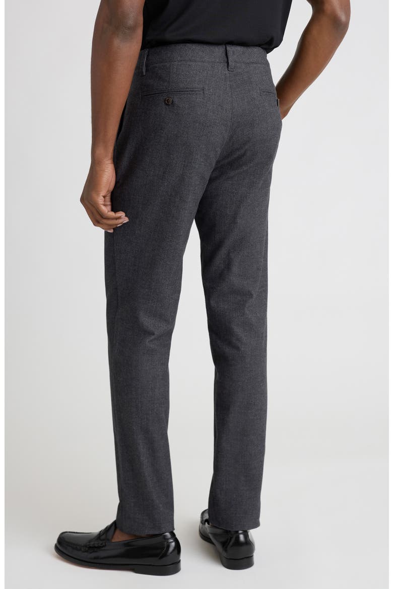 Flat Front Brushed Cotton Herringbone Chinos, Alternate, color, CHARCOAL HERRINGBONE