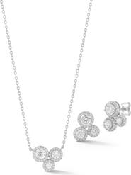 GLAZE JEWELRY Cluster Cubic Zirconia Pendant Necklace & Stud Earrings Set