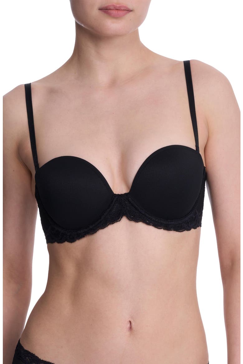 Feathers Underwire Plunge Strapless Bra, Alternate, color, BLACK