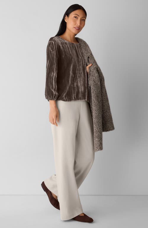 Eileen Fisher Bubble Sleeve Velvet Top In Brown