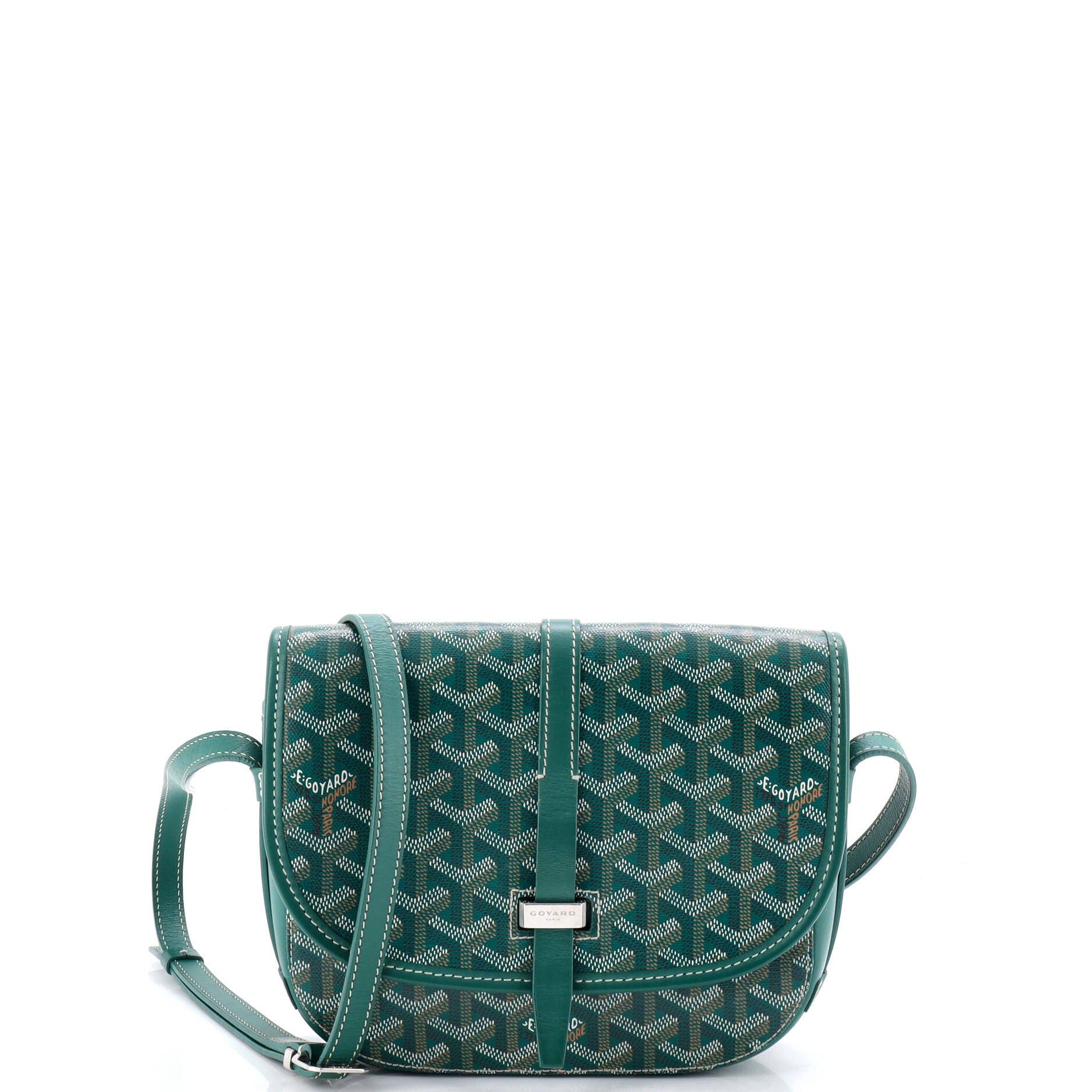 Pre-Owned Goyard Belvedere II Messenger Bag Coated Canvas PM, Main, color, Green