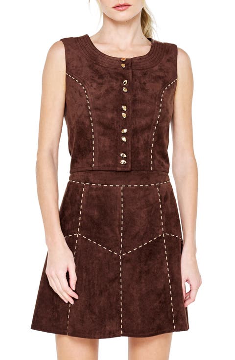 Akia Faux Suede Sleeveless Top
