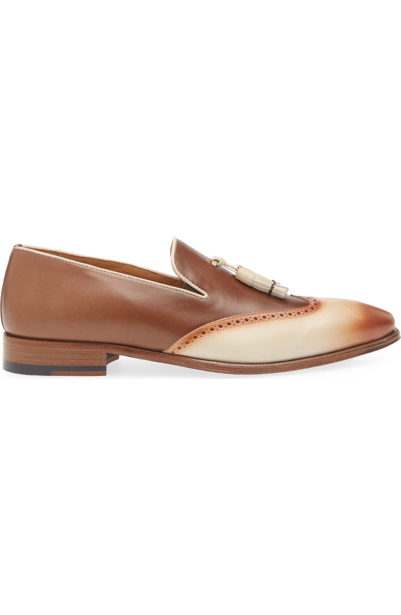 Mezlan Jucar Wingtip Tassel Loafer, Alternate, color, Bone/ Chocolate