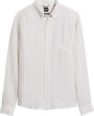 BOSS Liam Regular Fit Linen Button-Up Shirt