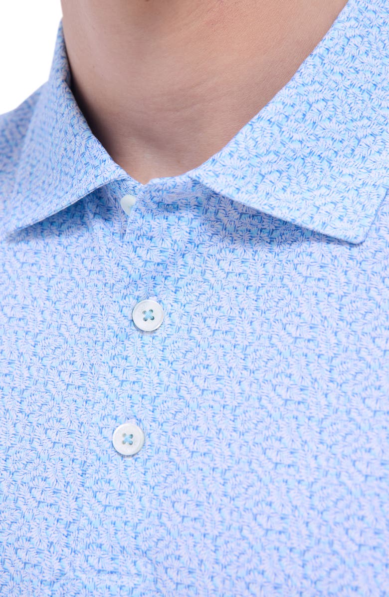 Bugatchi Victor OoohCotton<sup>®</sup> Leaf Print Polo, Alternate, color, Ice