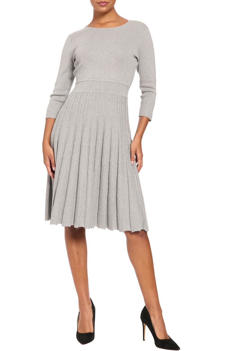 Stripe Textured Long Sleeve Sweater Dress, Main, color, HEATHER GREY