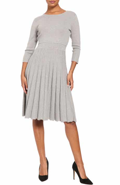 Stripe Textured Long Sleeve Sweater Dress