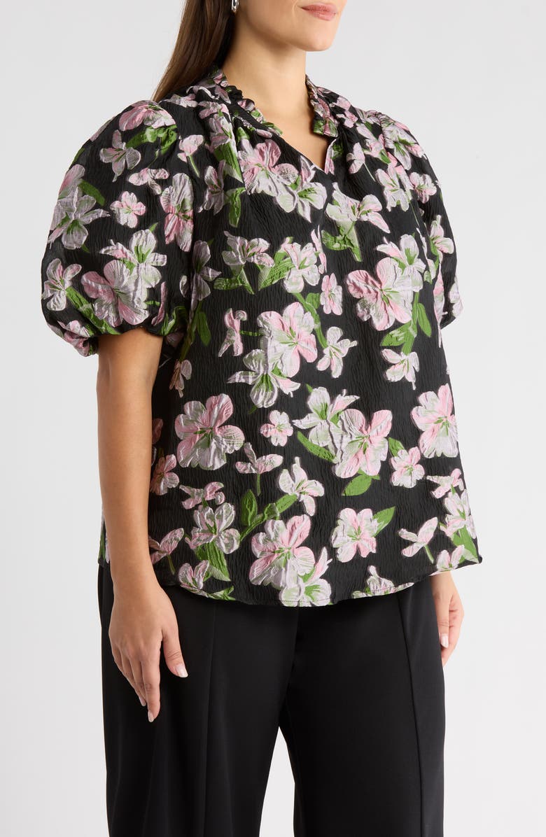 SUGARLIPS Elsinore Floral Jacquard Top, Alternate, color, Black-Pink