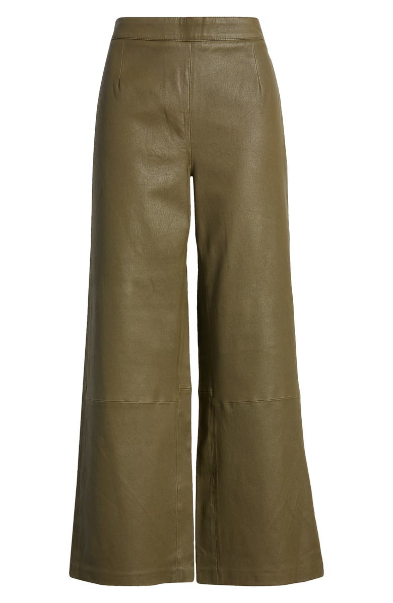 FRAME Crop Wide Leg Leather Pants, Alternate, color, Rich Military