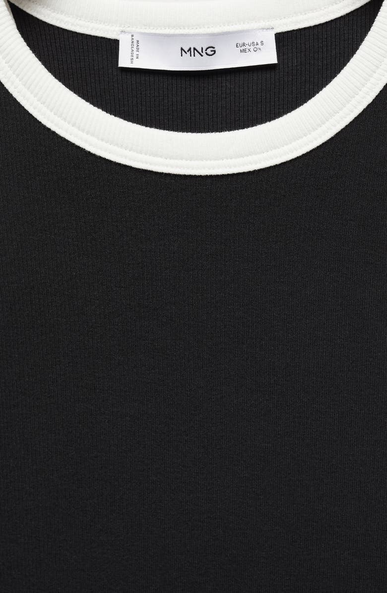 MANGO Contrast Trim Cotton Blend Midi Dress, Alternate, color,