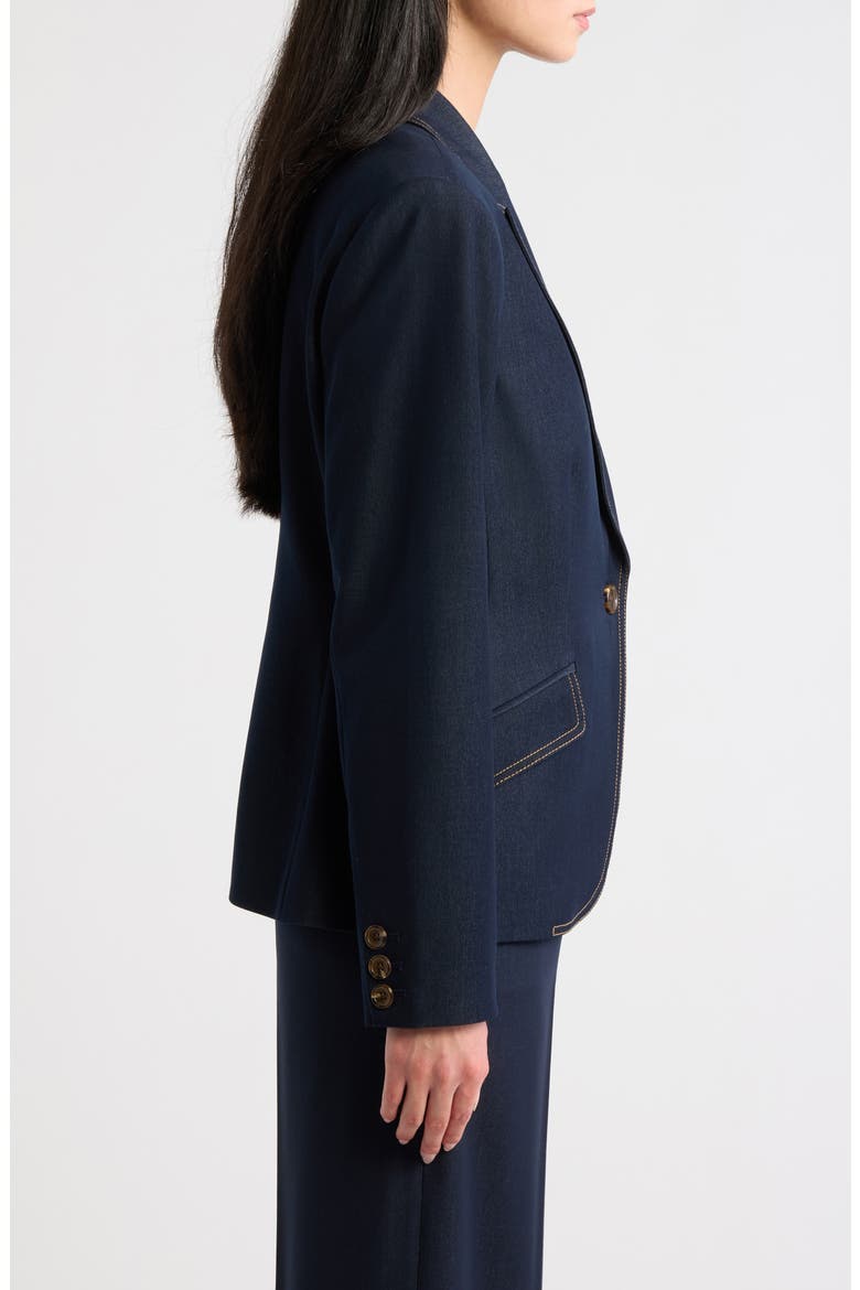 One-Button Denim Jacket, Alternate, color, DARK DENIM