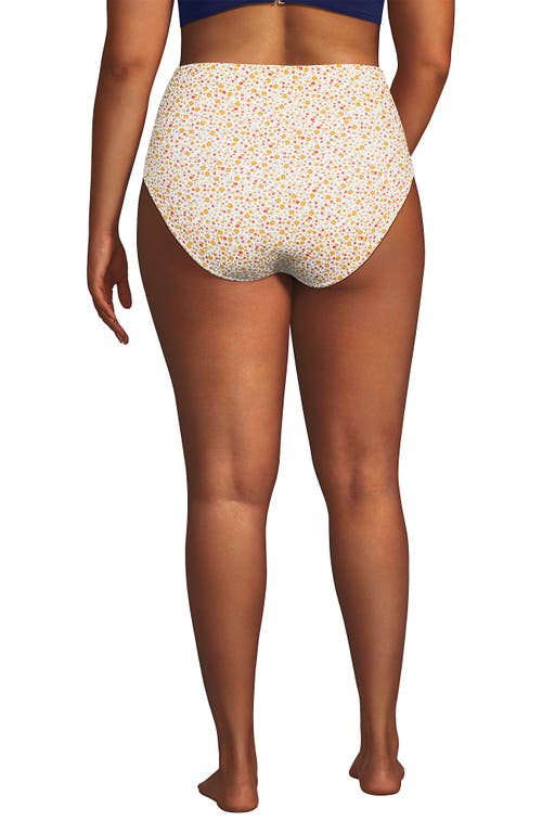 Lands' End Plus Size Pinchless High Waisted Bikini Bottoms In Egret/yellow Multi Floral