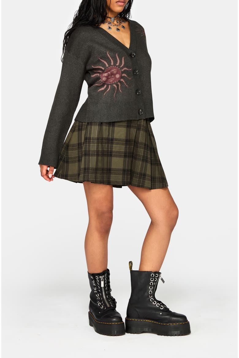 Angela Celestial Jacquard Knit Cardigan, Alternate, color, Charcoal