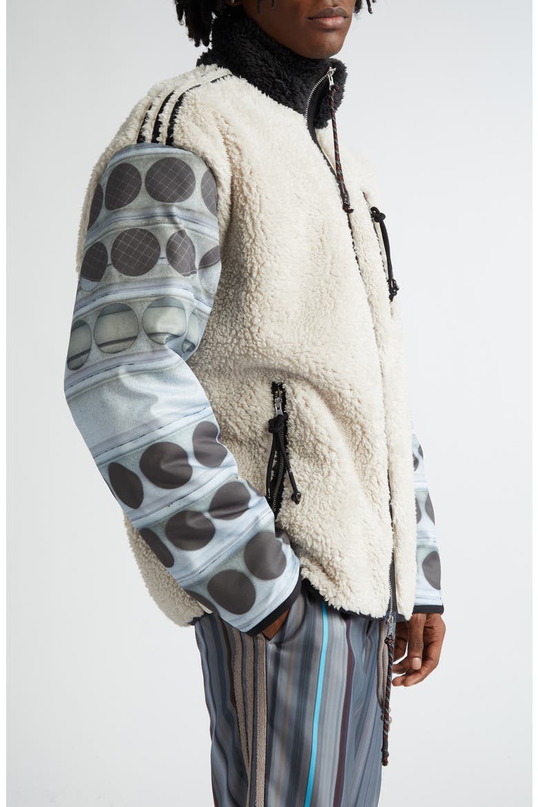 x Song for the Mute Recycled Polyester Fleece Jacket, Alternate, color, BEIGE/ BLACK MULTI