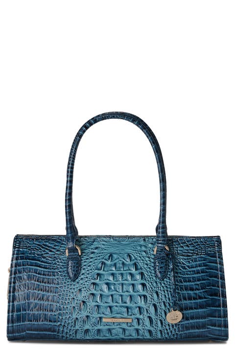 Sophia Croc Embossed Leather Satchel