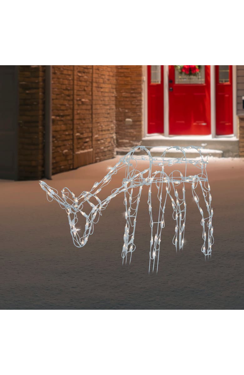 Northlight Lighted Feeding Reindeer Outdoor Christmas Decoration - 42" - White - Clear Lights, Alternate, color,