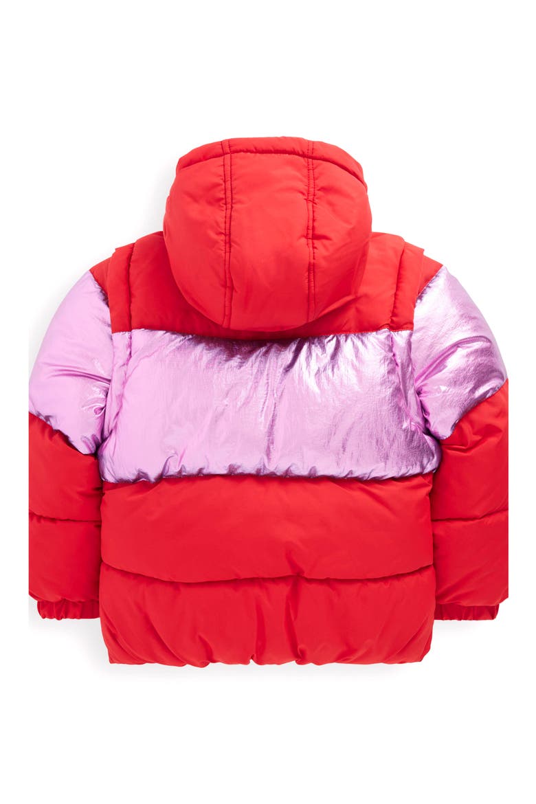 Kids' 2-in-1 Padded Coat, Alternate, color, RED/ PINK METALLIC