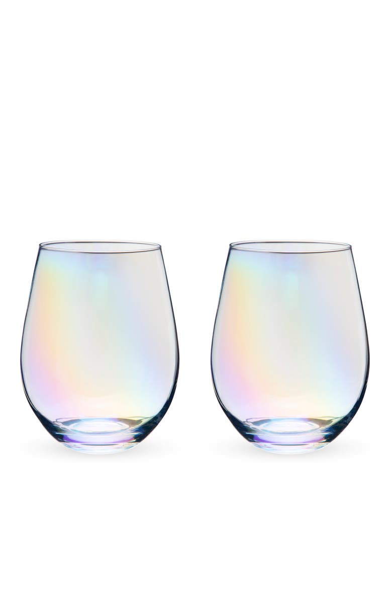 TWINE Luster Stemless Wine Glasses Set of 2, Alternate, color, Multicolor