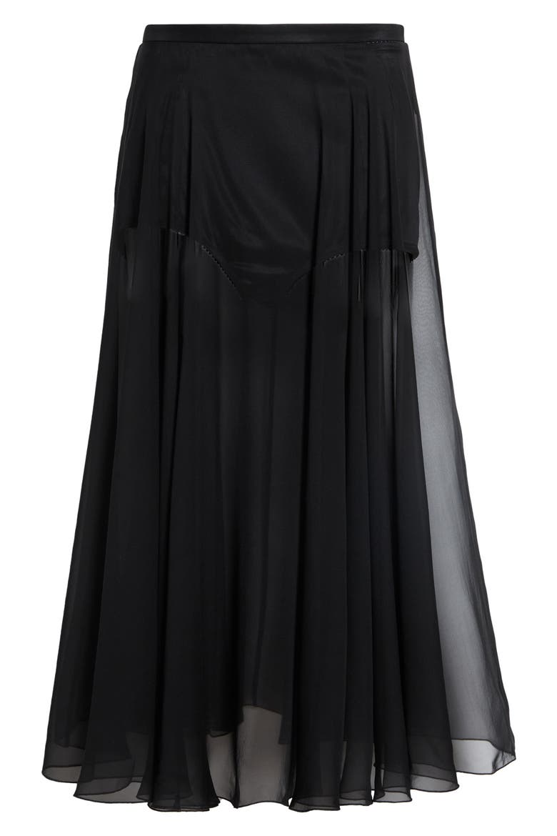 Silk Chiffon Midi Skirt, Alternate, color, BLACK