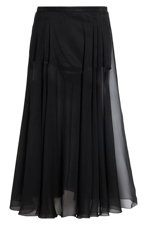 Silk Chiffon Midi Skirt
