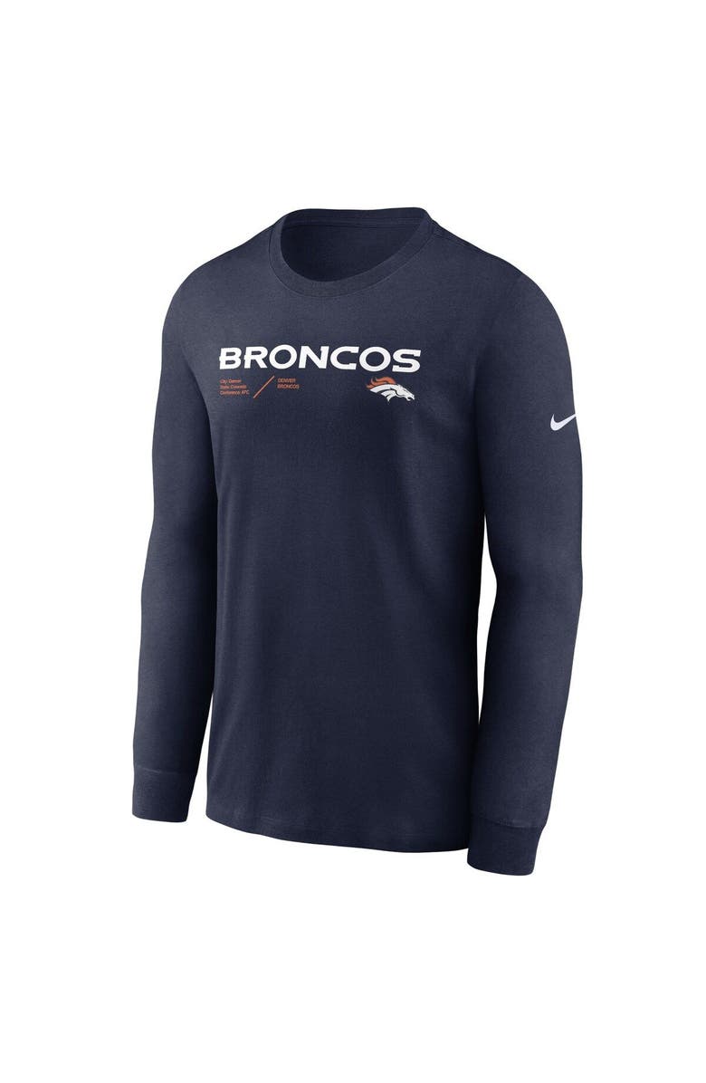 Nike Men's Nike Navy Denver Broncos Sideline Infograph Lock Up Performance Long Sleeve T-Shirt, Alternate, color, 