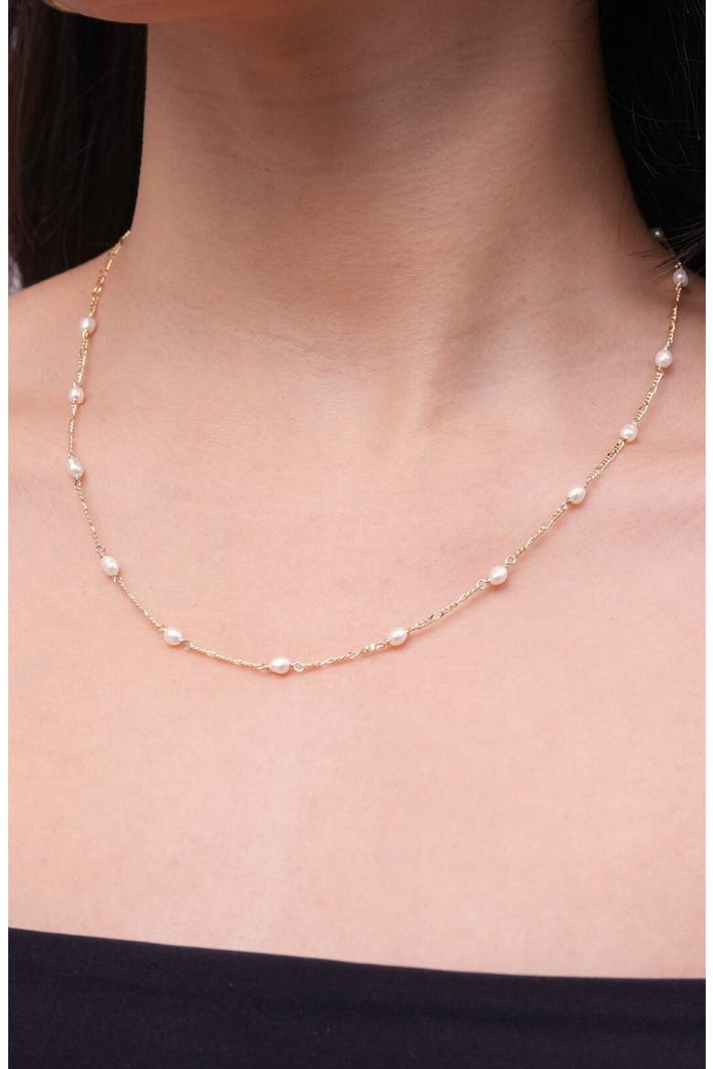 Imitation Pearl Figaro Chain Necklace, Alternate, color, GOLD/ PEARL