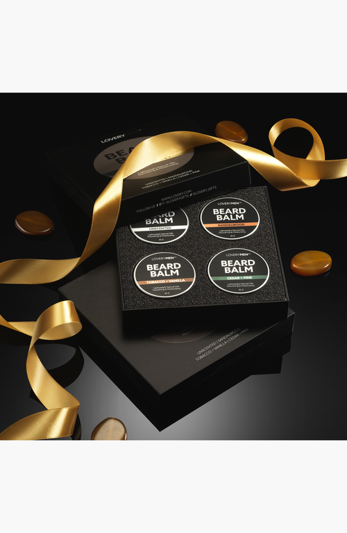 Lovery Men Beard Balm 4-pack Gift Set Premium Grooming Collection