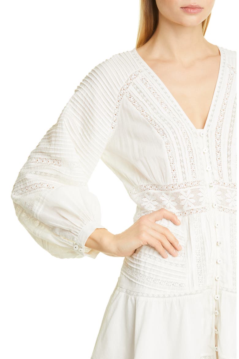 Addilyn Long Sleeve Cotton Minidress, Alternate, color, OFF-WHITE