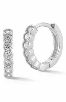 GLAZE JEWELRY Bezel Cubic Zirconia Huggie Hoop Earrings