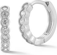 GLAZE JEWELRY Bezel Cubic Zirconia Huggie Hoop Earrings