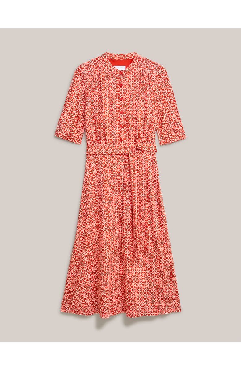 HOBBS LONDON Cathy 3/4 Sleeve Jersey Midi Dress, Alternate, color, Red Ivory