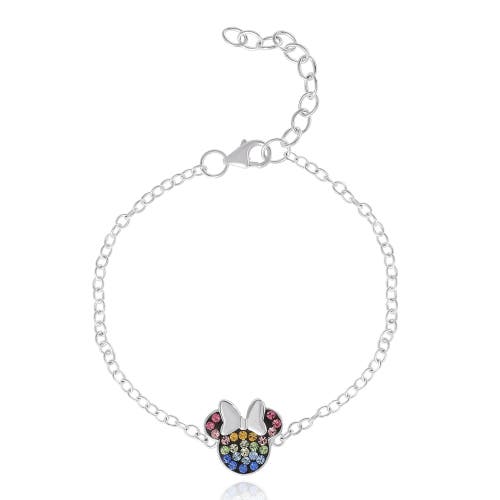 Disney Minnie Mouse Rainbow Crystal Bracelet In Metallic