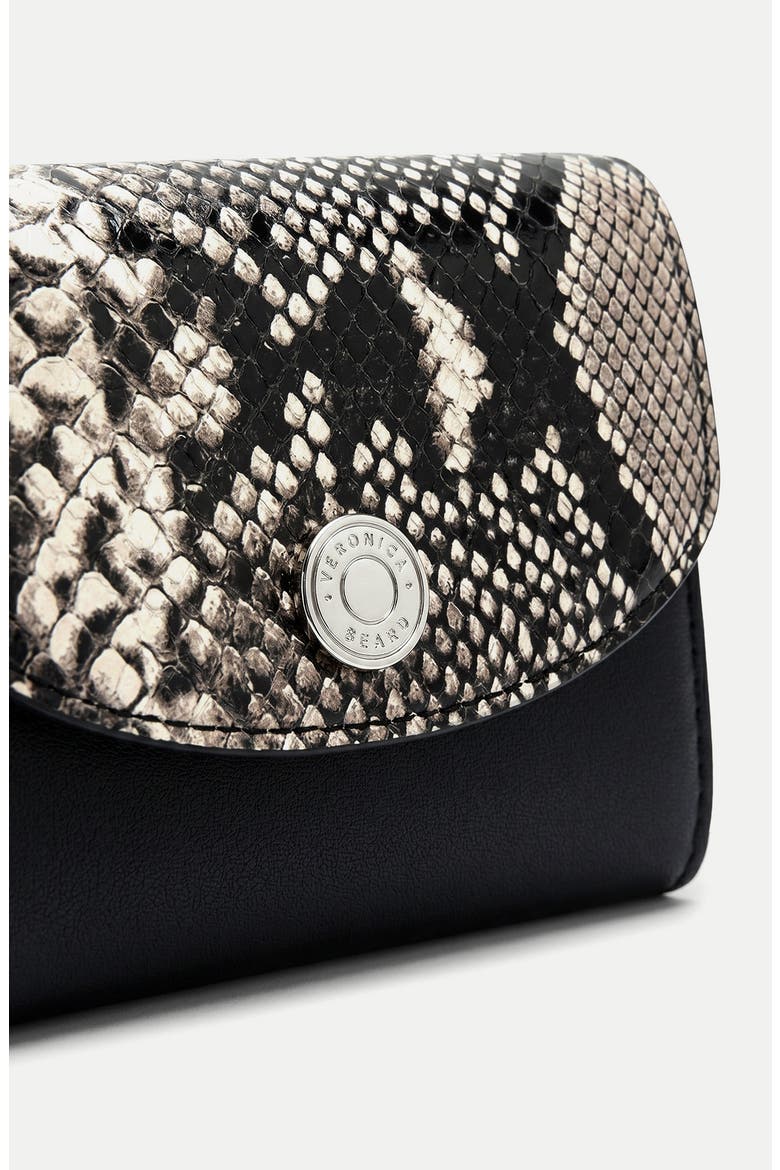 Snakeskin Embossed Flap Leather Card Holder, Alternate, color, BLACK MULTI