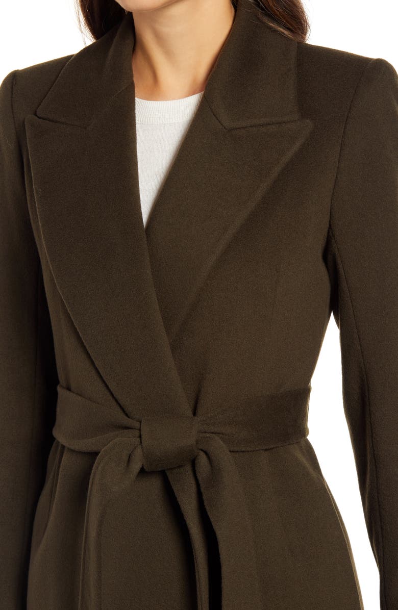 Fleurette Peak Lapel Wool Wrap Coat, Alternate, color,