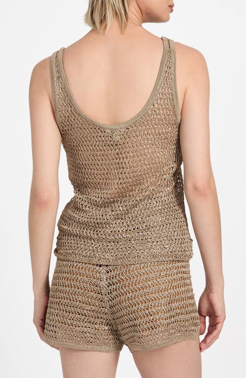 Guess Ava Open Stitch Tank In Brown