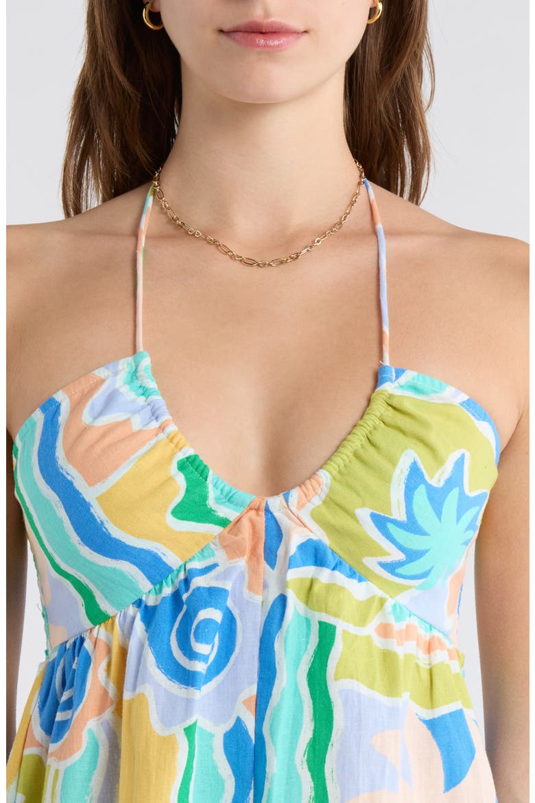 So Groovy Cotton & Linen Halter Romper, Alternate, color, BLUE MULTI