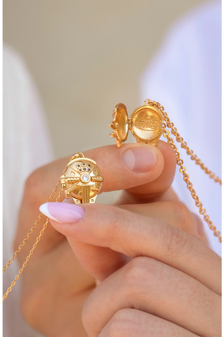 Star Wars Millenium Falcon Locket Necklace, Alternate, color, GOLD