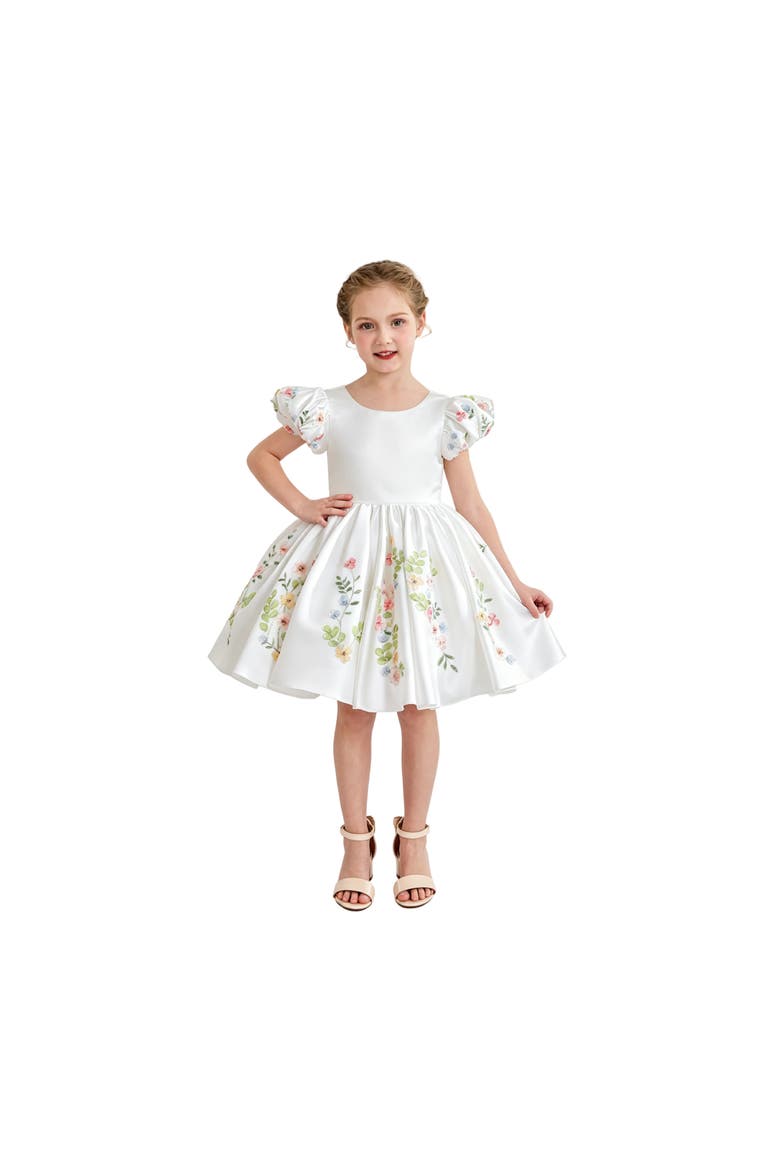 Kiara Floral Embroidered Dress, Alternate, color, White