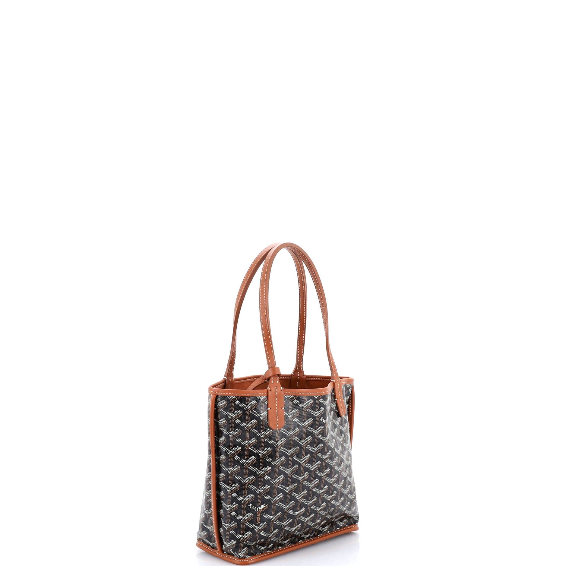 Pre-Owned Goyard Anjou Reversible Tote Coated Canvas Mini, Alternate, color, Black