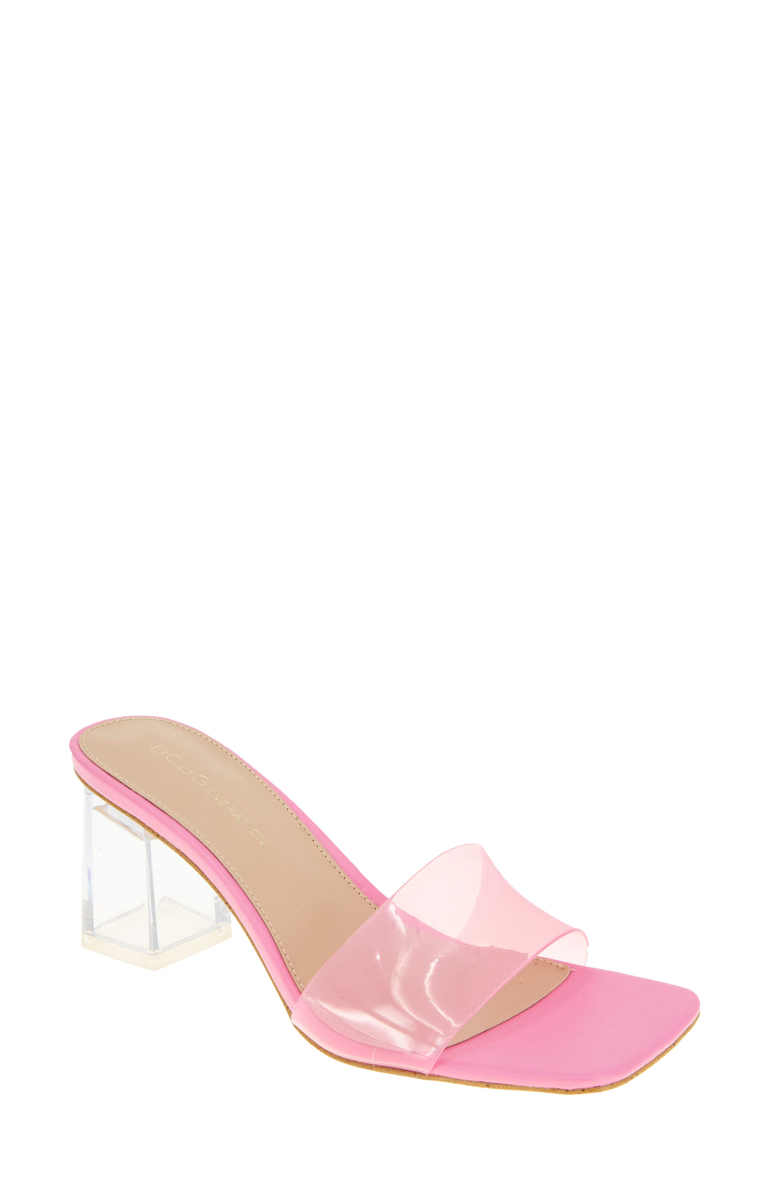 Luckee Block Heel Slide Sandal, Main, color, BUBBLEGUM