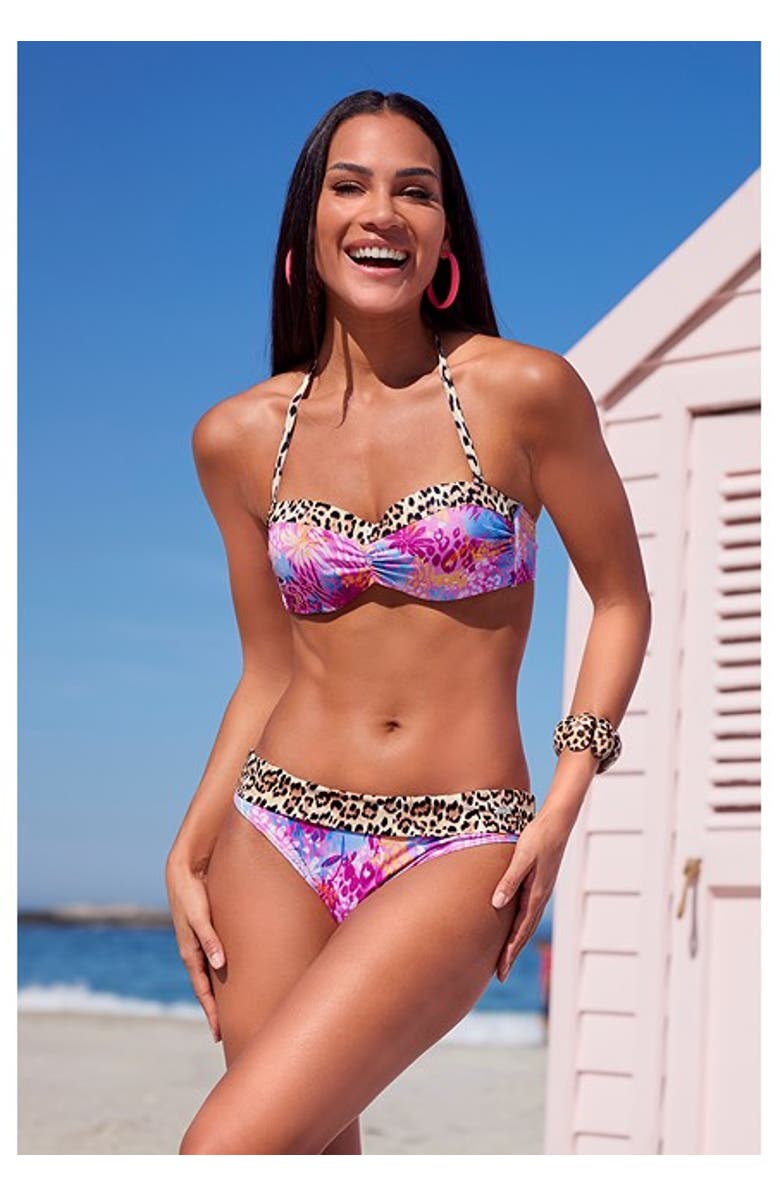 LASCANA Leopard Fold Over Bikini Bottom, Alternate, color, Rose Printed